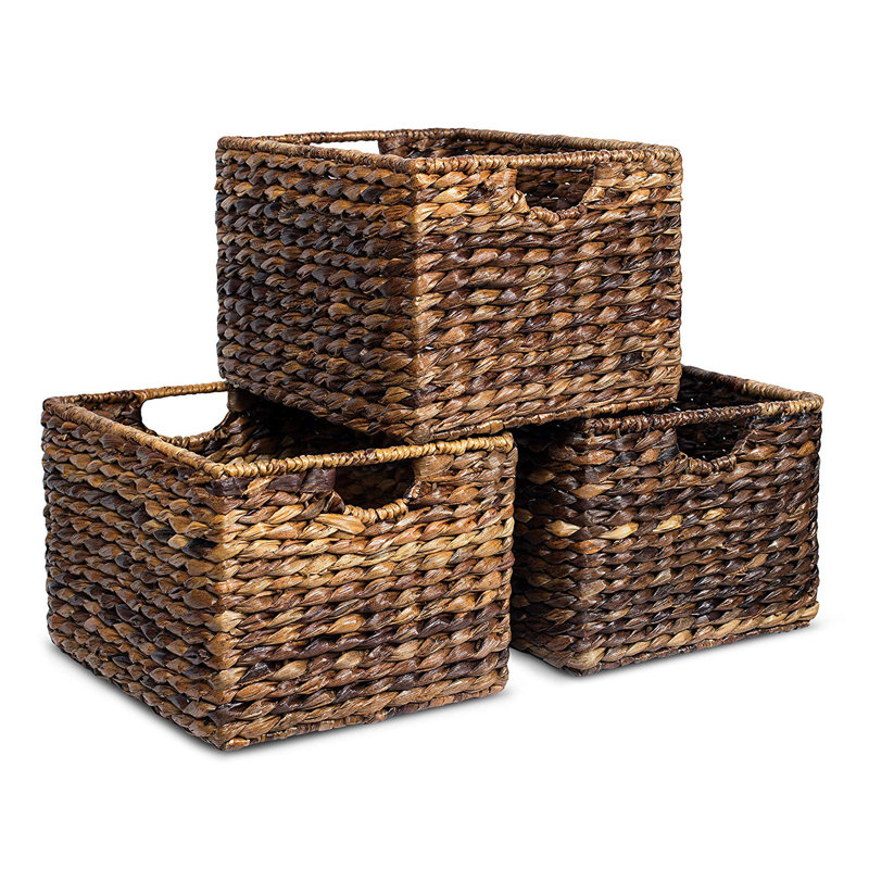 Bayou Breeze Storage Shelf Organizer Wicker Basket Set & Reviews Wayfair
